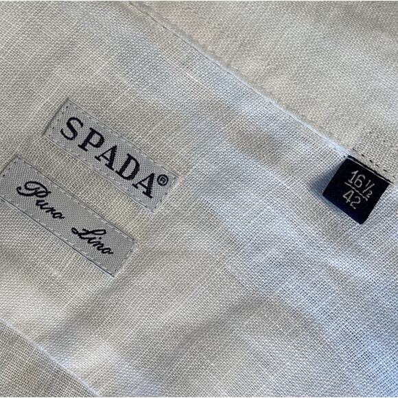 Spada Men’s Linen Dress Shirt White Size 16.5/42 Long Sleeve Lightweight - Picture 3 of 4